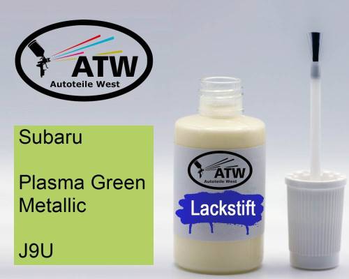 Subaru, Plasma Green Metallic, J9U: 20ml Lackstift, von ATW Autoteile West.